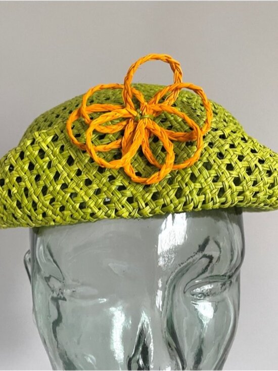 Vintage Green Seagrass Straw Half Hat - One Size main image 5